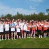 Young athletes from Harmeny and Corstorphine clubs after the races at Curriemuirend Park on 28 September
